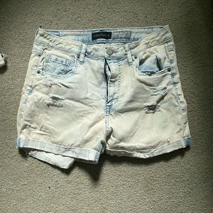 light wash midi shorts